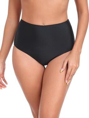 RELLECIGA Women's High Waisted Bikini Bottom Medium Black NWT